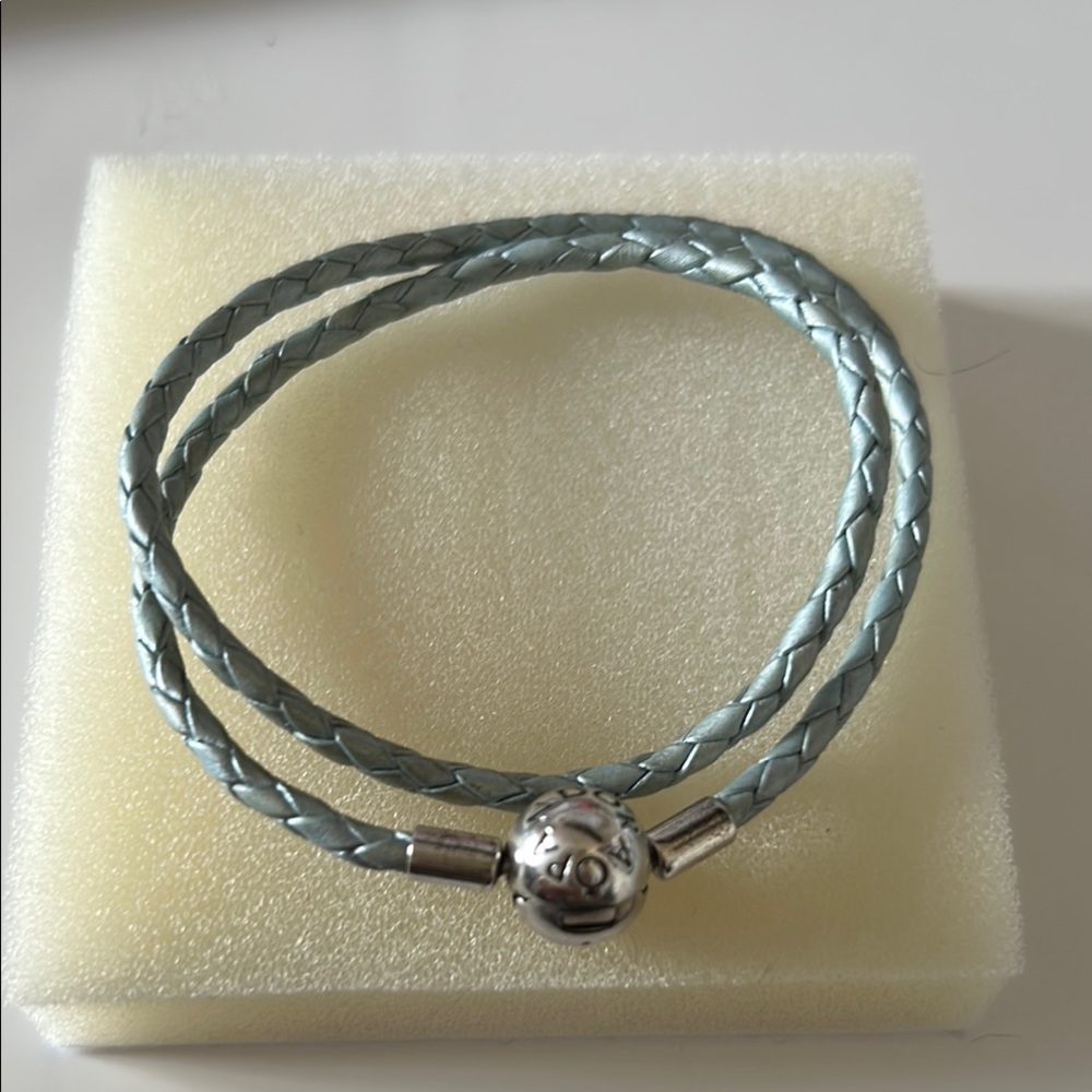 Silver and light blue Braided Women's Bracelet from Pandora